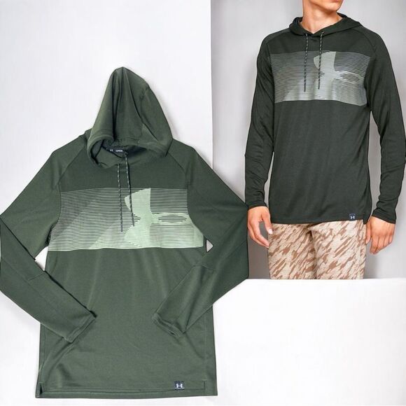 Under Armour Other - Under Armour Men's Artillery Green Lighter Longer Pull Over Hoodie Size 2XL